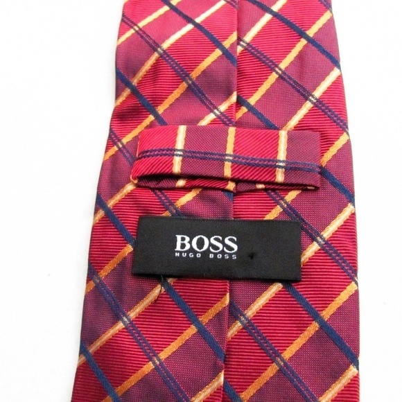 Hugo Boss Black Label Tie Plaid 100% Silk Multicol - Picture 5 of 5